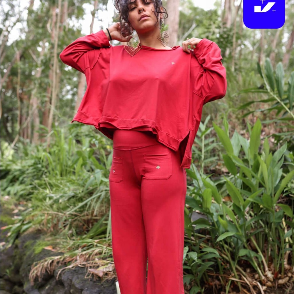Purusha people ruby red mushy flow pants